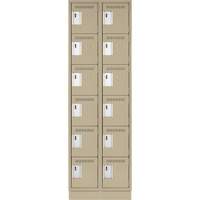 Clean Line Lockerette, 6 -tier, Bank of 2, 24" x 18" x 76", Steel, Beige, Rivet (Assembled) Cam Industrial