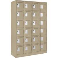 Clean Line Lockerette, 6 -tier, Bank of 4, 48" x 18" x 76", Steel, Beige, Rivet (Assembled) Cam Industrial