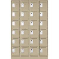 Clean Line Lockerette, 6 -tier, Bank of 4, 48" x 18" x 76", Steel, Beige, Rivet (Assembled) Cam Industrial