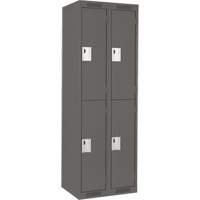 Clean Line Lockers, 2 -tier, Bank of 2, 24" x 18" x 72", Steel, Charcoal, Rivet (Assembled) Cam Industrial
