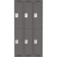 Clean Line Lockers, 2 -tier, Bank of 3, 36" x 18" x 72", Steel, Charcoal, Rivet (Assembled) Cam Industrial