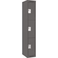 Clean Line Lockers, 3 -tier, 12" x 18" x 72", Steel, Charcoal, Rivet (Assembled) Cam Industrial