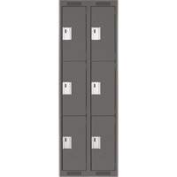 Clean Line Lockers, 3 -tier, Bank of 2, 24" x 18" x 72", Steel, Charcoal, Rivet (Assembled) Cam Industrial