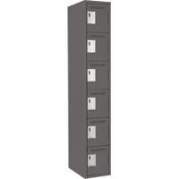 Clean Line Lockerette, 6 -tier, 12" x 18" x 72", Steel, Charcoal, Rivet (Assembled) Cam Industrial