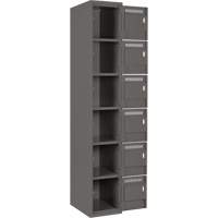 Clean Line Lockerette, 6 -tier, Bank of 4, 48" x 18" x 72", Steel, Charcoal, Rivet (Assembled) Cam Industrial