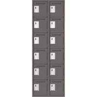 Clean Line Lockerette, 6 -tier, Bank of 2, 24" x 18" x 72", Steel, Charcoal, Rivet (Assembled) Cam Industrial
