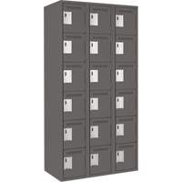 Clean Line Lockerette, 6 -tier, Bank of 3, 36" x 18" x 72", Steel, Charcoal, Rivet (Assembled) Cam Industrial