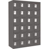 Clean Line Lockerette, 6 -tier, Bank of 4, 48" x 18" x 72", Steel, Charcoal, Rivet (Assembled) Cam Industrial