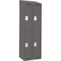 Clean Line Lockers, 2 -tier, Bank of 2, 24" x 18" x 78", Steel, Charcoal, Rivet (Assembled) Cam Industrial
