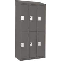 Clean Line Lockers, 2 -tier, Bank of 3, 36" x 18" x 78", Steel, Charcoal, Rivet (Assembled) Cam Industrial