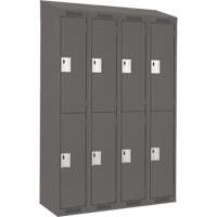 Casiers Clean Line, 2 niveaux, Bloc de 4, 48" x 18" x 78", Acier, Charbon, Rivet (assembl&eacute;) Cam Industrial