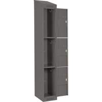 Clean Line Lockers, 3 -tier, Bank of 4, 48" x 18" x 78", Steel, Charcoal, Rivet (Assembled) Cam Industrial