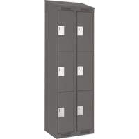 Clean Line Lockers, 3 -tier, Bank of 2, 24" x 18" x 78", Steel, Charcoal, Rivet (Assembled) Cam Industrial