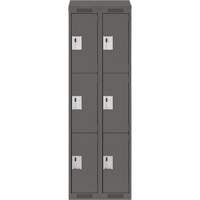 Clean Line Lockers, 3 -tier, Bank of 2, 24" x 18" x 78", Steel, Charcoal, Rivet (Assembled) Cam Industrial