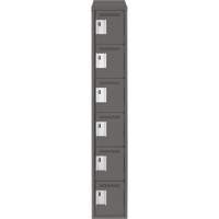 Clean Line Lockerette, 6 -tier, 12" x 18" x 78", Steel, Charcoal, Rivet (Assembled) Cam Industrial