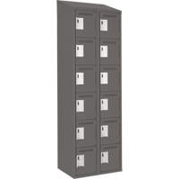 Clean Line Lockerette, 6 -tier, Bank of 2, 24" x 18" x 78", Steel, Charcoal, Rivet (Assembled) Cam Industrial