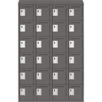 Clean Line Lockerette, 6 -tier, Bank of 4, 48" x 18" x 78", Steel, Charcoal, Rivet (Assembled) Cam Industrial