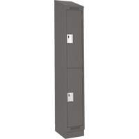 Clean Line Lockers, 2 -tier, 12" x 18" x 82", Steel, Charcoal, Rivet (Assembled) Cam Industrial