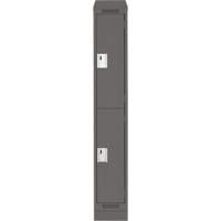 Clean Line Lockers, 2 -tier, 12" x 18" x 82", Steel, Charcoal, Rivet (Assembled) Cam Industrial