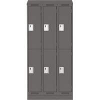 Clean Line Lockers, 2 -tier, Bank of 3, 36" x 18" x 82", Steel, Charcoal, Rivet (Assembled) Cam Industrial