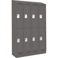 Clean Line Lockers, 2 -tier, Bank of 4, 48" x 18" x 82", Steel, Charcoal, Rivet (Assembled) Cam Industrial