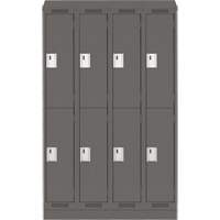 Clean Line Lockers, 2 -tier, Bank of 4, 48" x 18" x 82", Steel, Charcoal, Rivet (Assembled) Cam Industrial