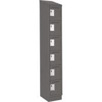Clean Line Lockerette, 6 -tier, 12" x 18" x 82", Steel, Charcoal, Rivet (Assembled) Cam Industrial