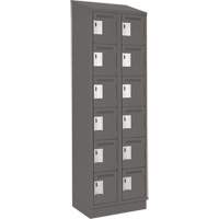 Clean Line Lockerette, 6 -tier, Bank of 2, 24" x 18" x 82", Steel, Charcoal, Rivet (Assembled) Cam Industrial