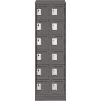 Clean Line Lockerette, 6 -tier, Bank of 2, 24" x 18" x 82", Steel, Charcoal, Rivet (Assembled) Cam Industrial
