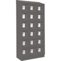 Clean Line Lockerette, 6 -tier, Bank of 3, 36" x 18" x 82", Steel, Charcoal, Rivet (Assembled) Cam Industrial