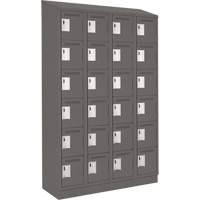 Clean Line Lockerette, 6 -tier, Bank of 4, 48" x 18" x 82", Steel, Charcoal, Rivet (Assembled) Cam Industrial