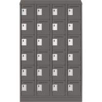 Clean Line Lockerette, 6 -tier, Bank of 4, 48" x 18" x 82", Steel, Charcoal, Rivet (Assembled) Cam Industrial