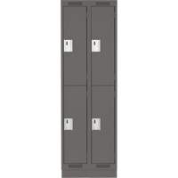 Clean Line Lockers, 2 -tier, Bank of 2, 24" x 18" x 76", Steel, Charcoal, Rivet (Assembled) Cam Industrial