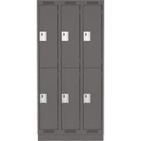 Clean Line Lockers, 2 -tier, Bank of 3, 36" x 18" x 76", Steel, Charcoal, Rivet (Assembled) Cam Industrial