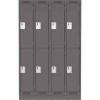 Casiers Clean Line, 2 niveaux, Bloc de 4, 48" x 18" x 76", Acier, Charbon, Rivet (assembl&eacute;) Cam Industrial