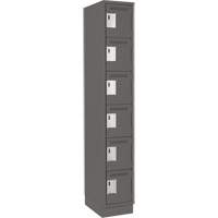 Clean Line Lockerette, 6 -tier, 12" x 18" x 76", Steel, Charcoal, Rivet (Assembled) Cam Industrial
