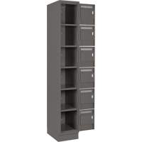 Clean Line Lockerette, 6 -tier, Bank of 4, 48" x 18" x 76", Steel, Charcoal, Rivet (Assembled) Cam Industrial