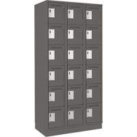 Clean Line Lockerette, 6 -tier, Bank of 3, 36" x 18" x 76", Steel, Charcoal, Rivet (Assembled) Cam Industrial
