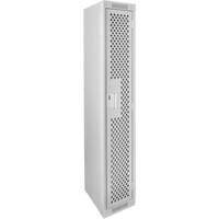 Clean Line Lockers, 12" x 12" x 72", Steel, Grey, Rivet (Assembled), Perforated Cam Industrial