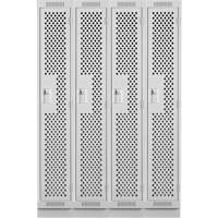 Clean Line Lockers, Bank of 4, 48" x 15" x 76", Steel, Grey, Rivet (Assembled), Perforated Cam Industrial