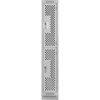 Clean Line Lockers, 2 -tier, 12" x 18" x 76", Steel, Grey, Rivet (Assembled), Perforated Cam Industrial