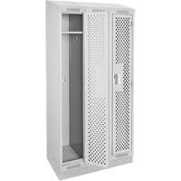 Clean Line Lockers, Bank of 3, 36" x 18" x 82", Steel, Grey, Rivet (Assembled), Perforated Cam Industrial