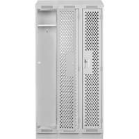 Clean Line Lockers, Bank of 3, 36" x 18" x 82", Steel, Grey, Rivet (Assembled), Perforated Cam Industrial