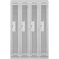 Clean Line Lockers, Bank of 4, 48" x 18" x 82", Steel, Grey, Rivet (Assembled), Perforated Cam Industrial
