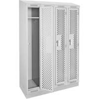 Clean Line Lockers, Bank of 4, 48" x 18" x 82", Steel, Grey, Rivet (Assembled), Perforated Cam Industrial