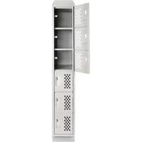 Assembled Lockerettes Clean Line Perforated Economy Lockers, 6 -tier, 18" x 72" x 12", Steel Cam Industrial