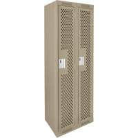 Clean Line Lockers, Bank of 2, 24" x 15" x 72", Steel, Beige, Rivet (Assembled), Perforated Cam Industrial
