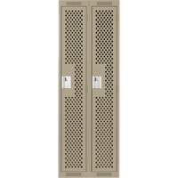 Clean Line Lockers, Bank of 2, 24" x 15" x 72", Steel, Beige, Rivet (Assembled), Perforated Cam Industrial