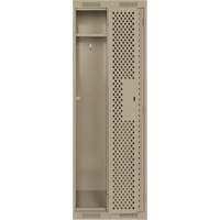 Clean Line Lockers, Bank of 2, 24" x 15" x 72", Steel, Beige, Rivet (Assembled), Perforated Cam Industrial