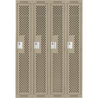 Clean Line Lockers, Bank of 4, 48" x 15" x 72", Steel, Beige, Rivet (Assembled), Perforated Cam Industrial